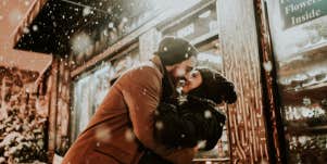 man and woman being romantic