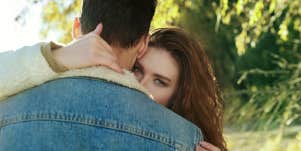 woman hugging man