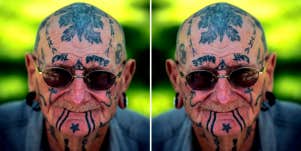 old man with face tattoos