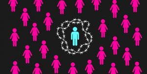 incel surrounded by women