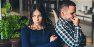 upset couple turned away from each other