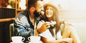 man and woman on a date