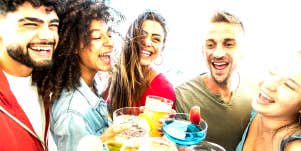 group of friends with drinks