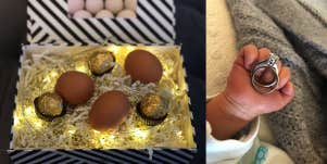 donor eggs and baby's hand