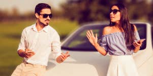man and woman arguing about why she lies