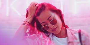 woman with pink hair