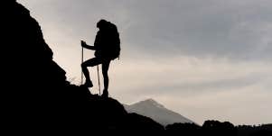 woman hiking mountain