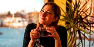 woman drinking coffee