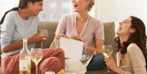 girl friends drinking wine