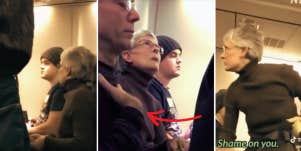 woman angry over Trump supporter on flight