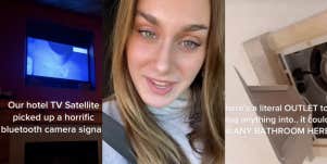 Hotel, bathroom, camera footage, TikTok
