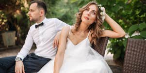 newly-wed couple angry at each other