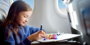Little girl on plane