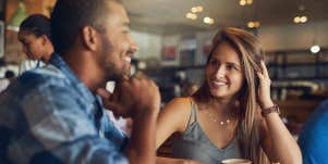 Woman on a date with a man