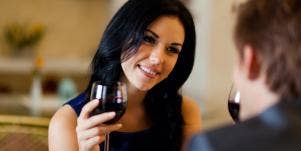 smiling woman on date