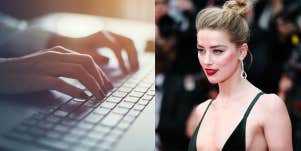 woman typing / amber heard