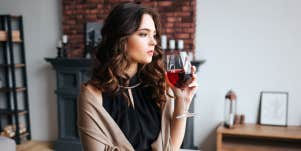 woman drinking wine