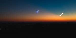 telescope facing the dusk sky