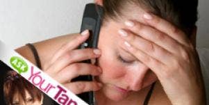 upset woman on phone