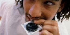 man with condom