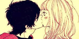 anime couple kissing