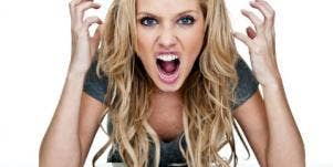 angry woman yelling keyboard