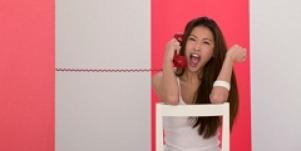 Woman yelling on phone