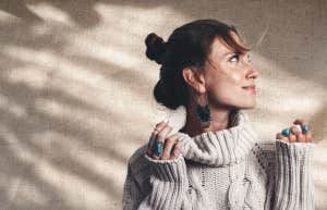 woman in beige 
