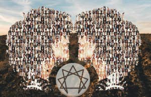 woman made up of many images