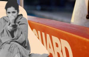 Teenager Fired From Her Job After Getting Sick While Working Told By Manager To Stick It Out Teenage lifeguard wrapped in a blanket with tissue by her nose