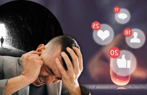 man with hand on head angry and sad