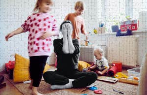 Mother burned out from stress, trying to not let it affect her children 