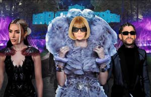 Ways Met Gala Resembled Real Life Hunger Games met gala attendees kim kardashian, anna wintour and bad bunny in hunger games outfits