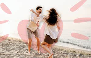 Couple rushing to each other 