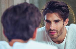 Narcissist man looks in the mirror and turns himself into a victim in subtle ways.