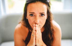 Middle aged depressed woman