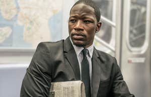 Professional man sitting on public transportation subway. 