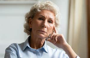 older concerned woman thinking
