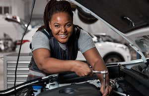 Female auto shop worker