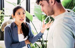 Couple in argument needing to control temper. 