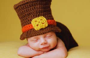baby dressed in thanksgiving outfit 