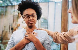 Emotionally intelligent sympathetic woman feeling for others deeply.