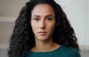 Upset woman looking directly at the camera