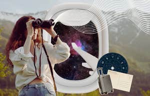 woman using binoculars to see zodiac signs best travel destinations 2025