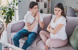 husband and pregnant wife having a disagreement