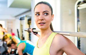 Healthy woman at gym.