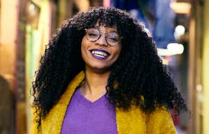 Woman uses phrases and has incredible social skills.