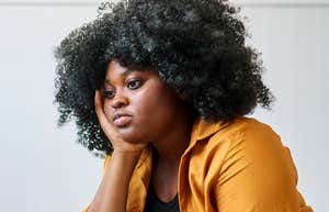 nervous woman looking stressed