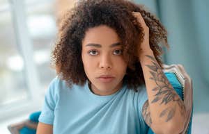 unhappy woman looking stressed out