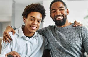 dad and son hugging each other